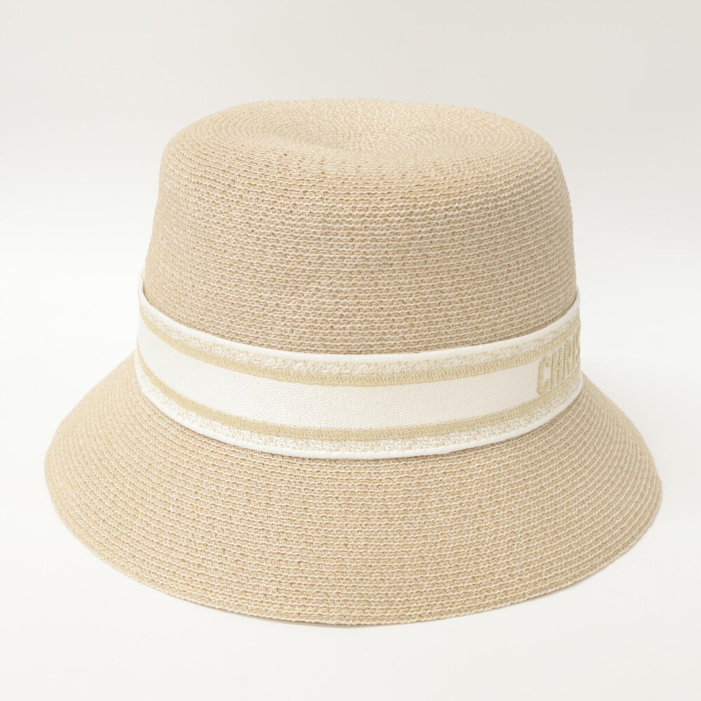 Christian Dior 22DRT923G157 DIORESORT Resort Logo Tape Straw Hat, Size 57, Be... - Picture 4 of 7